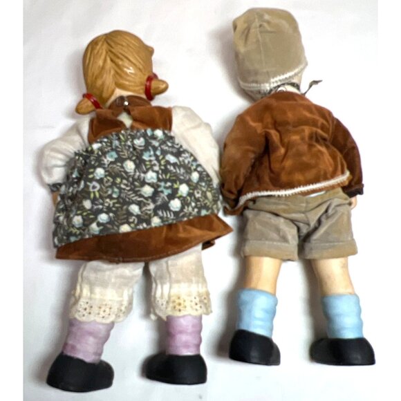 Vtg Hummel Goebel Style Hansel Gretel String Jointed Porcelain Dolls Bisque 11” - Picture 6 of 13